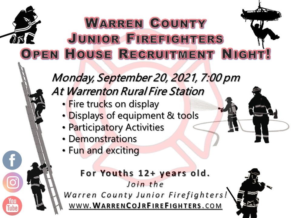 WARREN COUNTY JUNIOR FIREFIGHTERS PROGRAM Open House Recruitment Night 2021