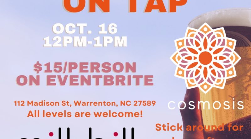 yoga on tap cosmosis mill hill taproom 10 16 2021 warrenton warren county nc