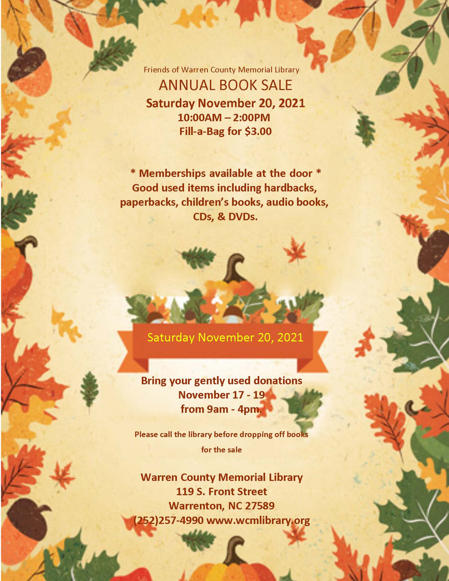 warren county memorial library annual book sale 2021