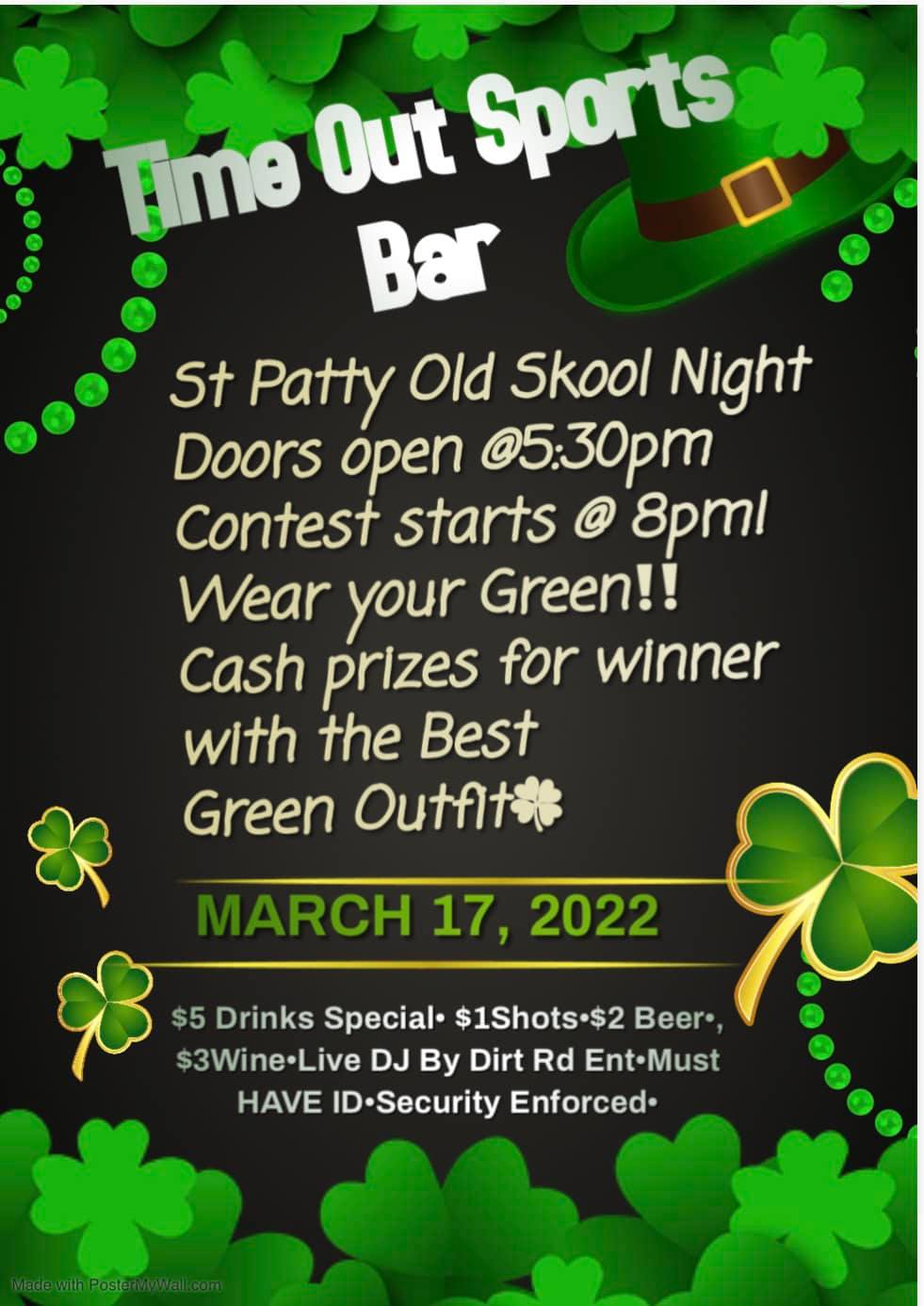 St Patty Old Skool Night Time Out Sports Bar 🍀 The Warrenist