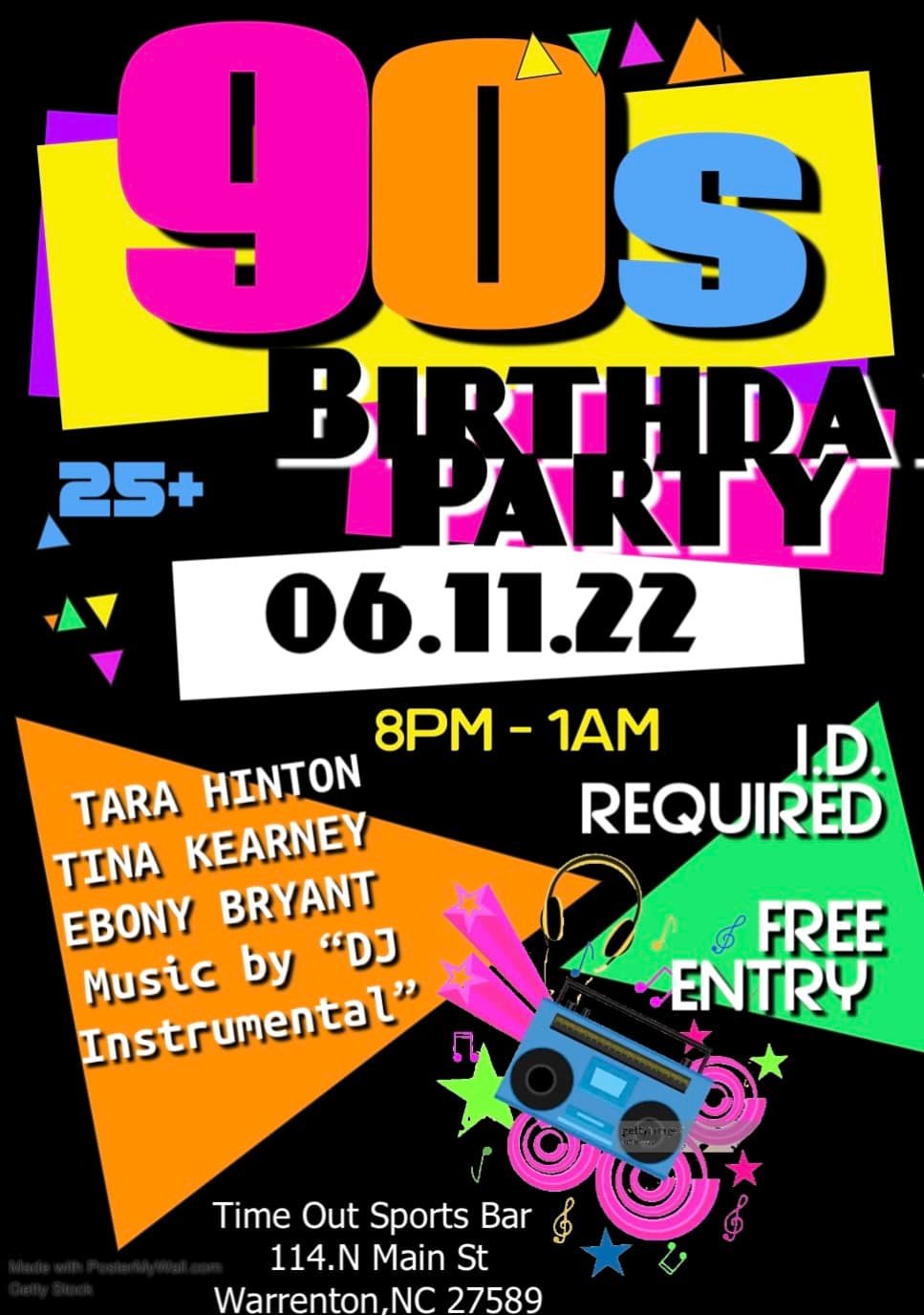 90s birthday party time out sports bar warrenton nc