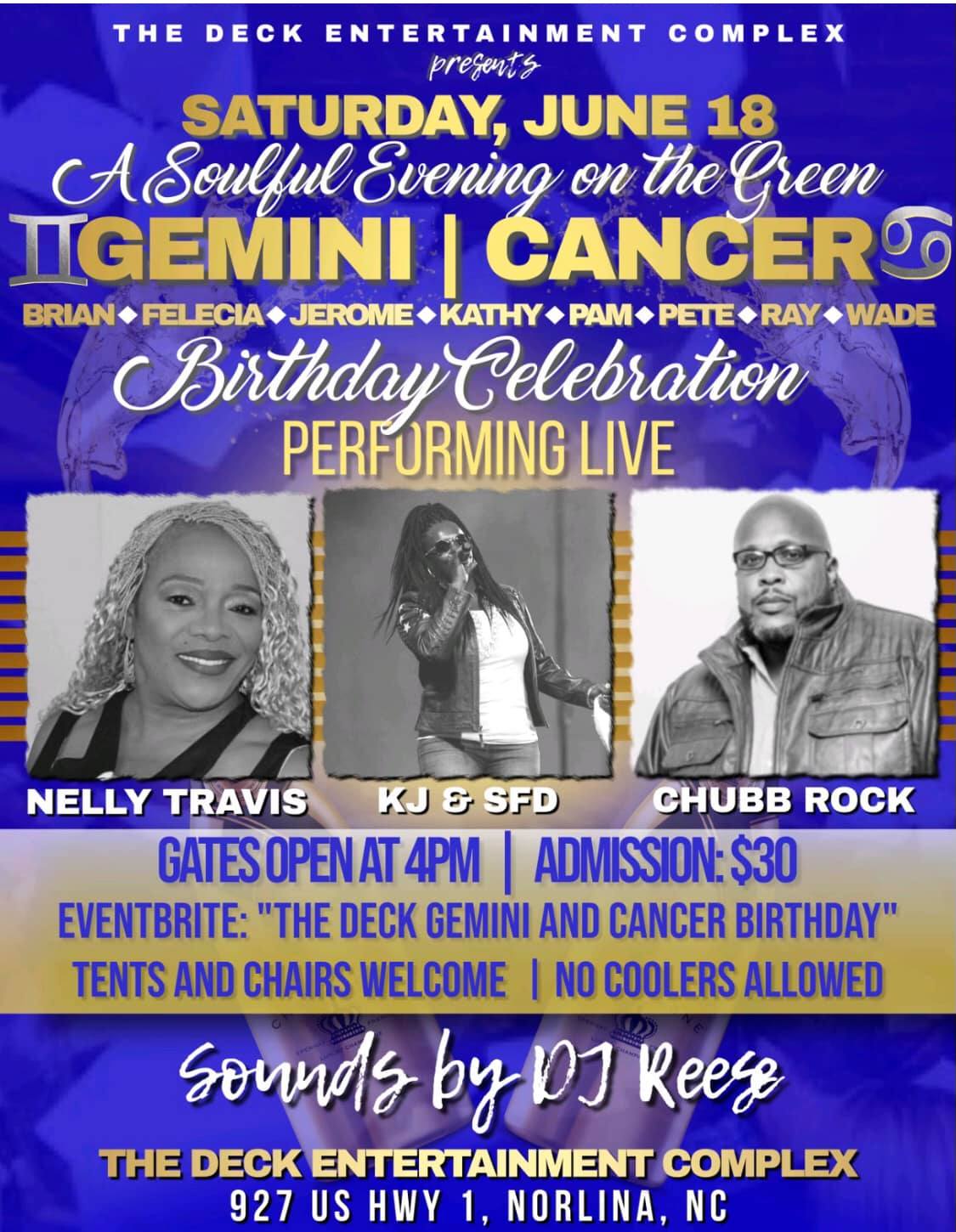 soulful evening on the green gemini cancer birthday deck entertainment complex norlina nc