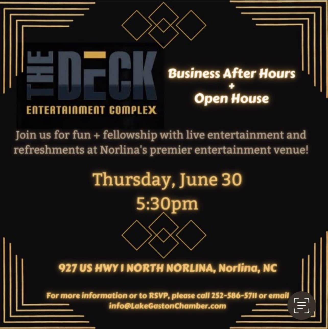 the deck entertainment business after hours open house norlina nc june 30 2022