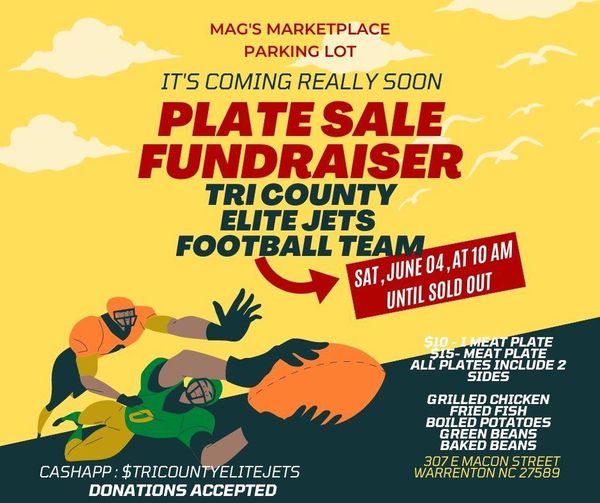 tri county elite jets football team plate sale fundraiser