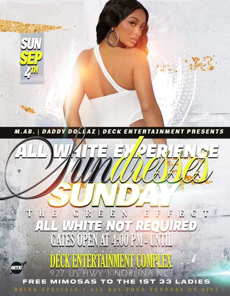 all white experience sundress sunday deck entertainment complex norlina nc