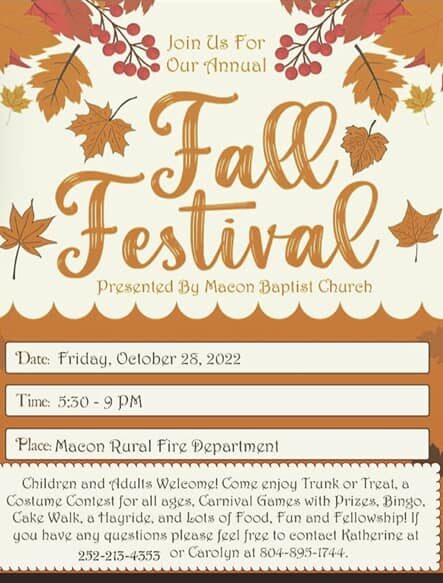 macon baptist church fall festival october 28 2022 nc