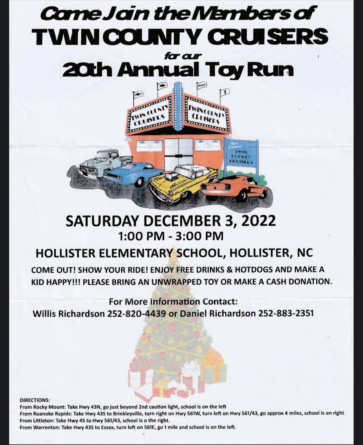 20th annual toy run hollister elementary school nc twin county cruisers dec 3 2022