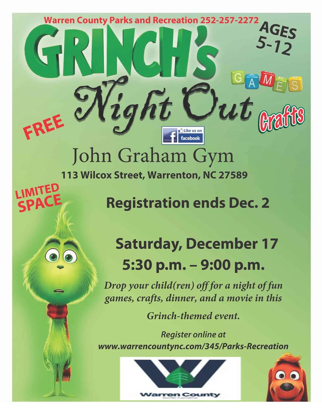 grinchs night out warren county parks and recreation john graham gym warrenton nc dec 17 2022