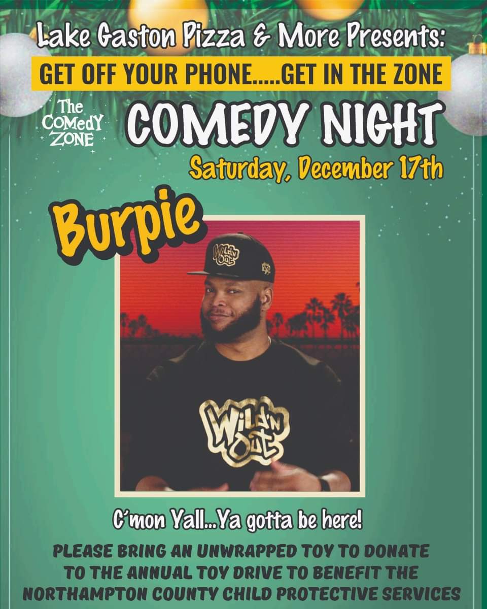 lake gaston pizza comedy night burpie littleton nc dec 17 2022