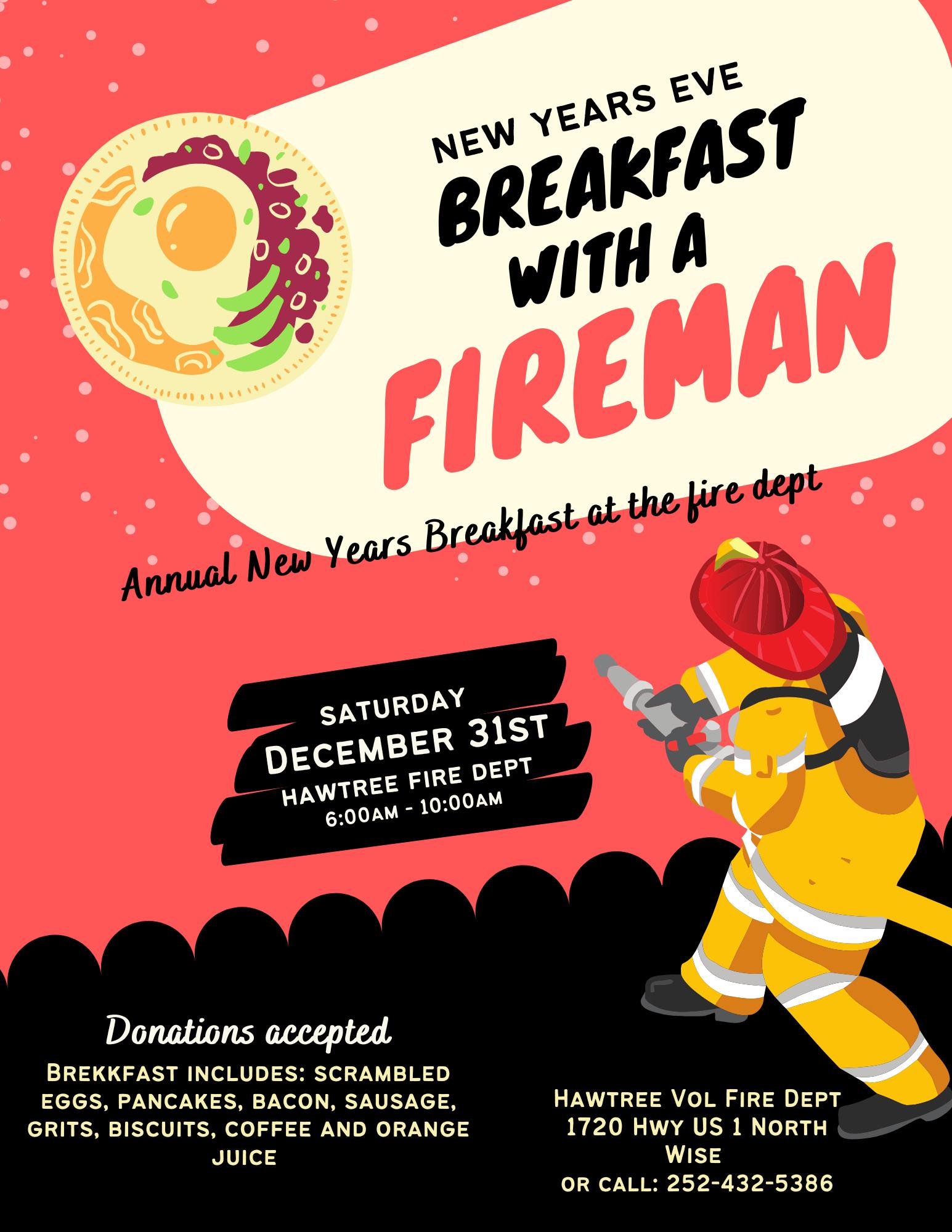 new years eve breakfast with a fireman hawtree volunteer fire department wise nc 2022