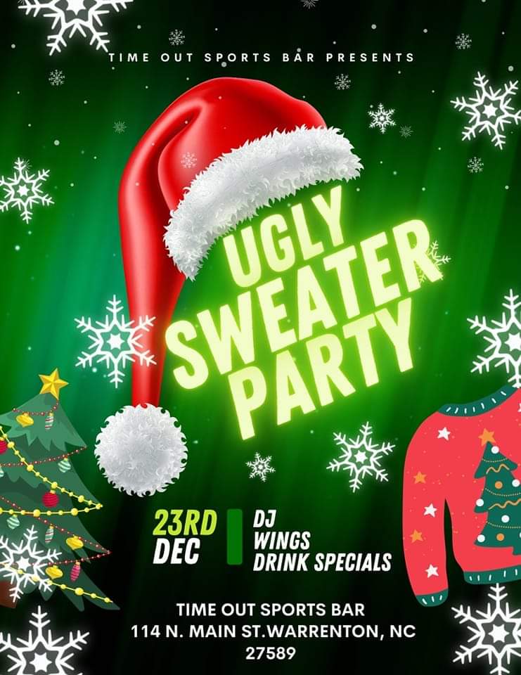 ugly christmas sweater party time out sports bar warrenton nc dec 23 2022