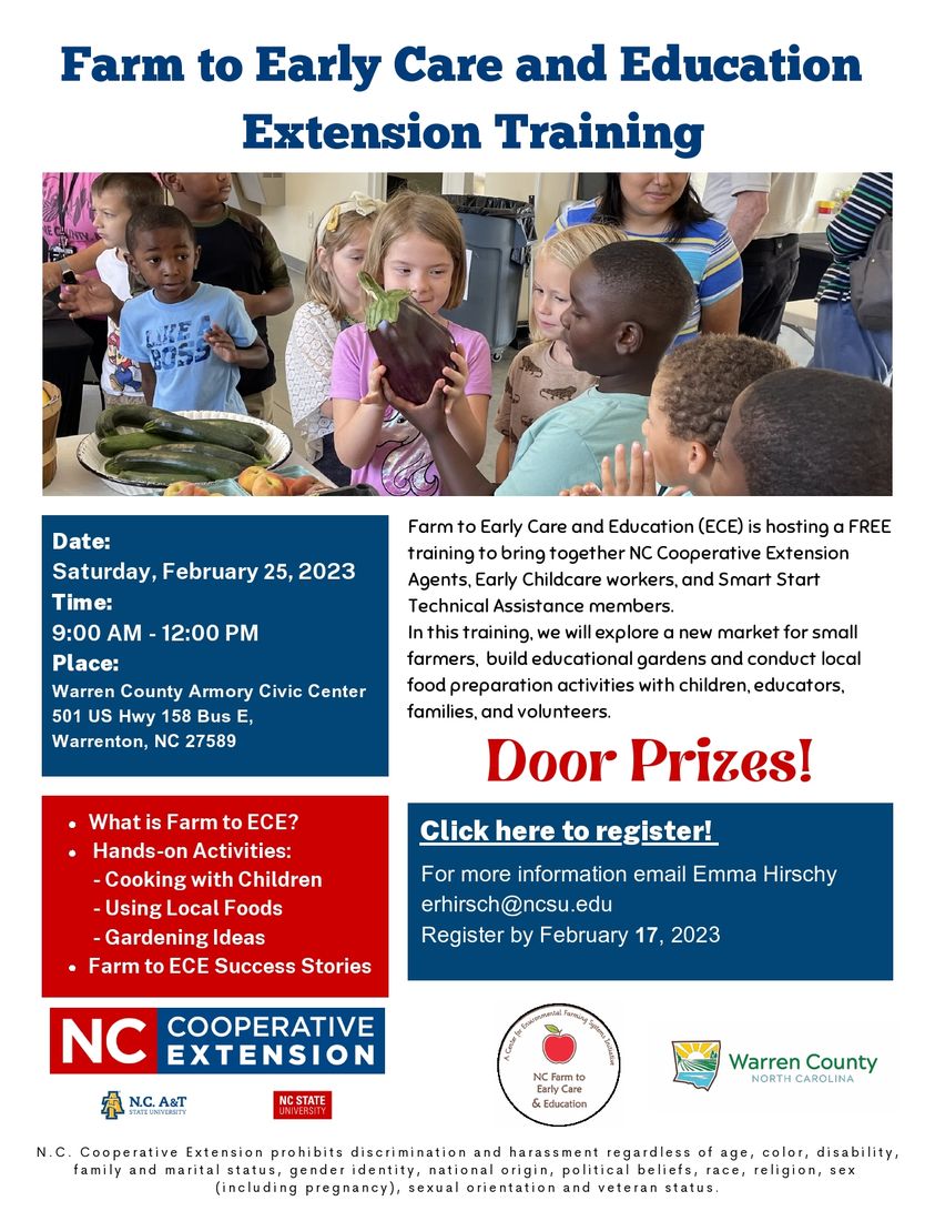 farm to early care and education warren county cooperative extension warrenton nc february 2023