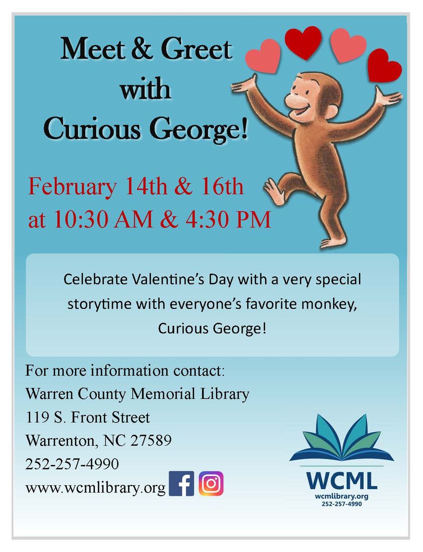 meet and greet curious george warren county memorial library warrenton nc