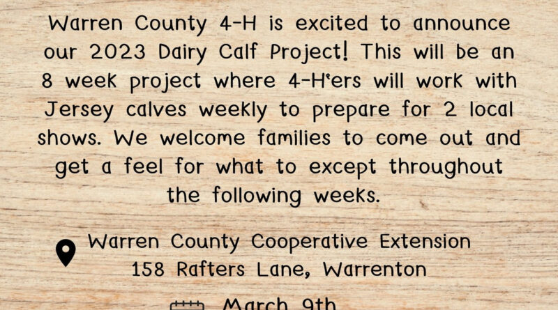 dairy calf interest meeting warren cooperative extension 4h warrenton nc march 2023