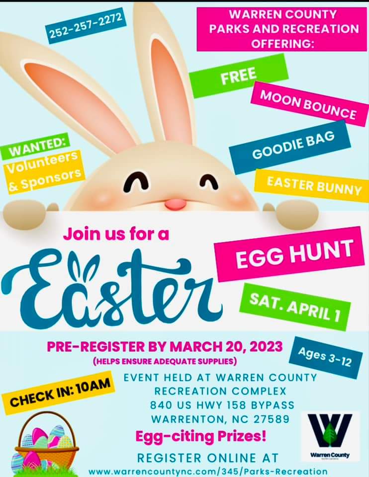 easter egg hunt warren county parks and recreation warrenton nc april 1 2023