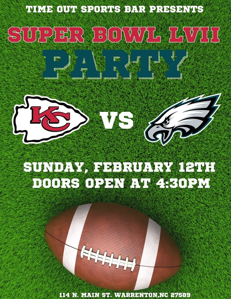 time out sports bar super bowl party 2023 warrenton nc