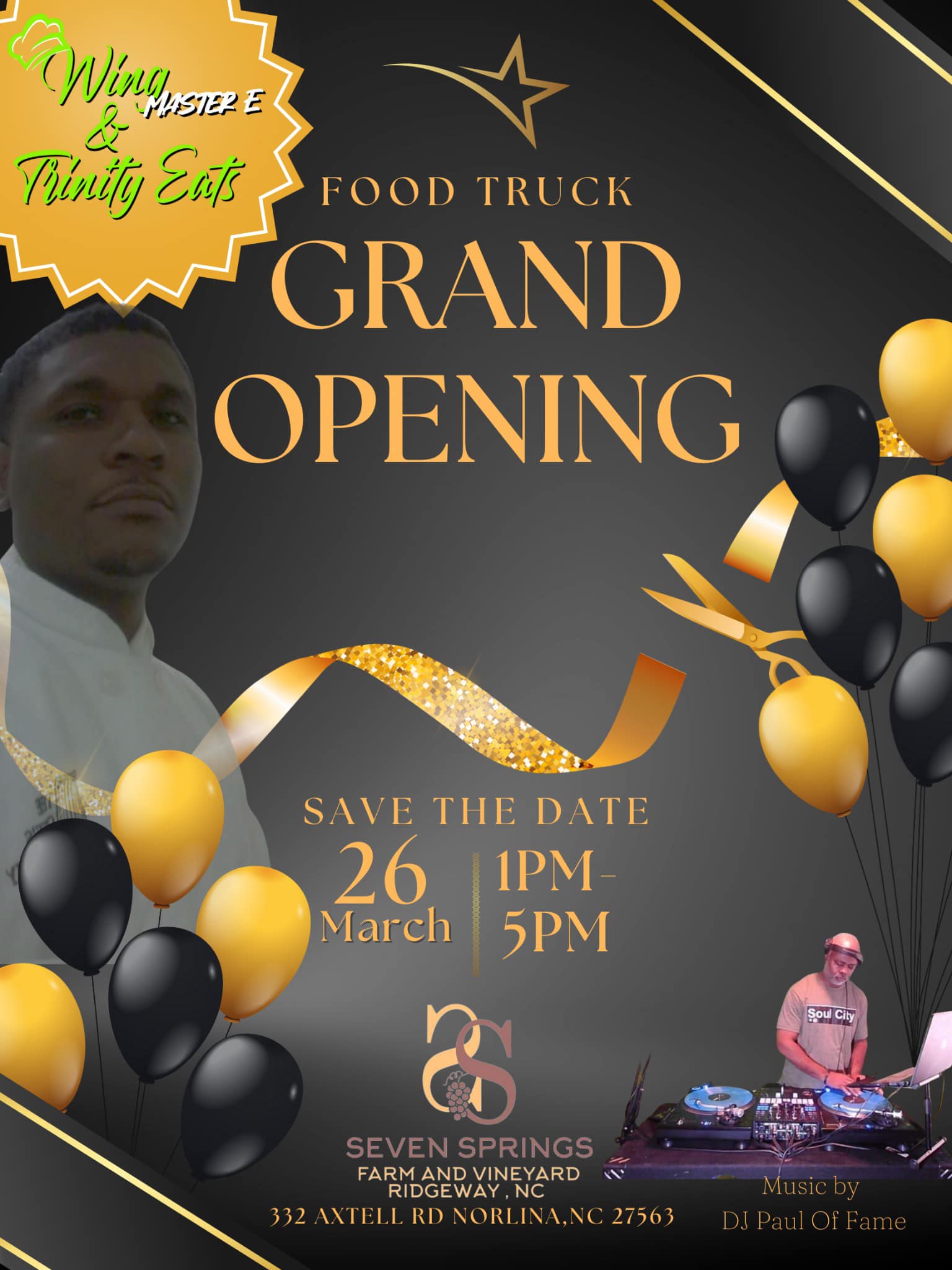 wing master e trinity eats food truck grand opening seven springs farm and vineyard march 26 2023
