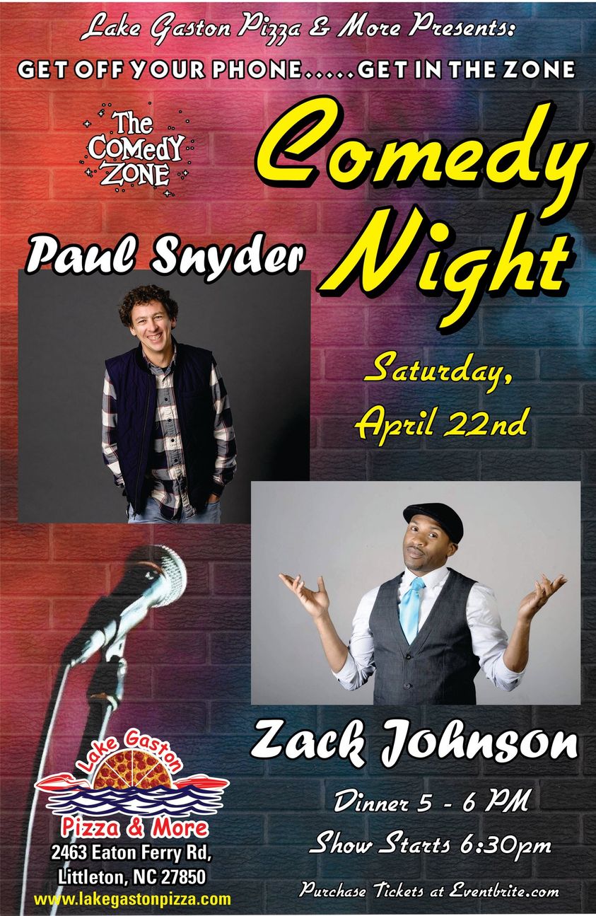 lake gaston pizza comedy night paul synder zack johnson littleton nc april 22 2023