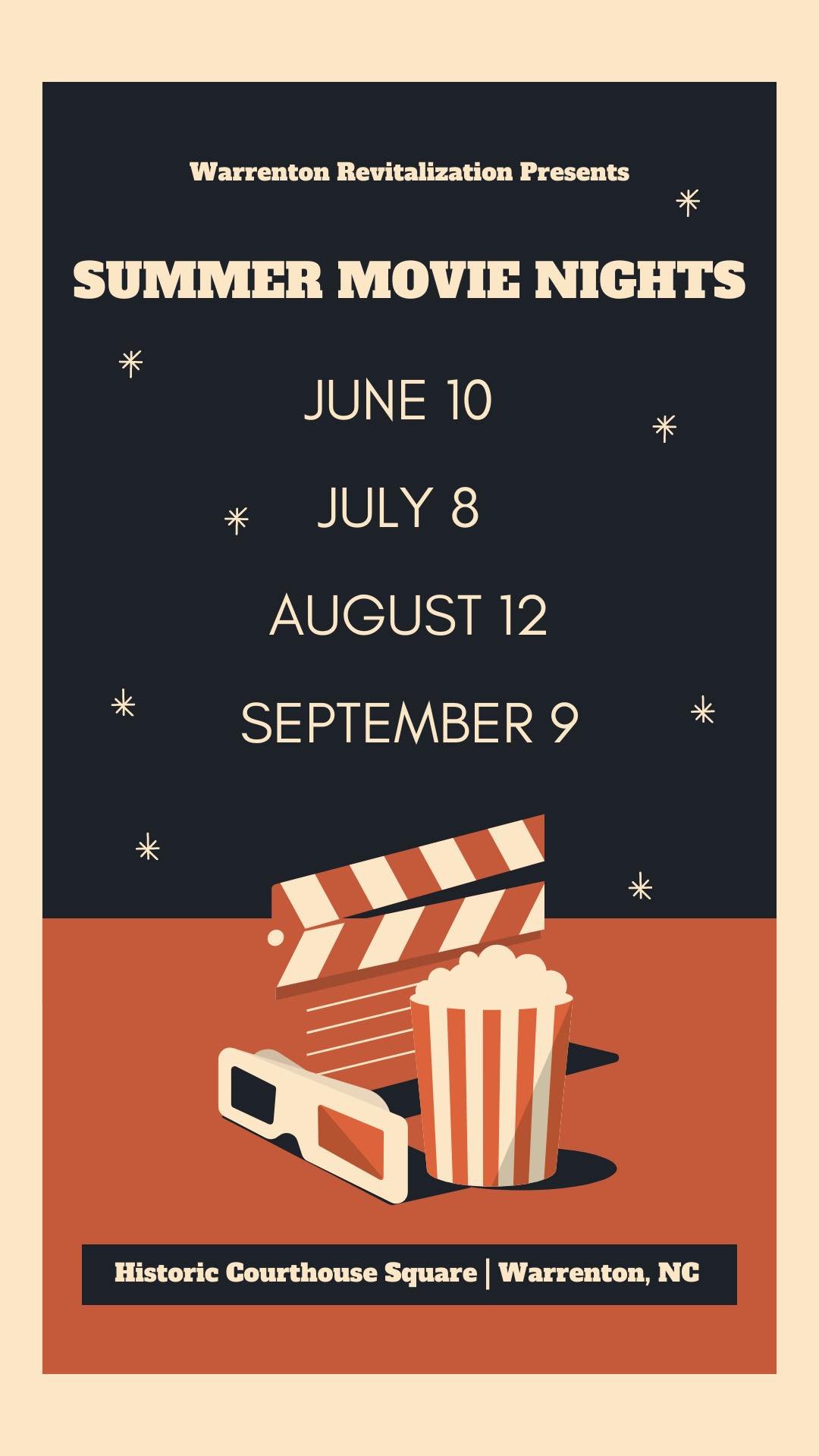 summer movie nights warren county courthouse square warrenton revitalization committee nc summer 2023