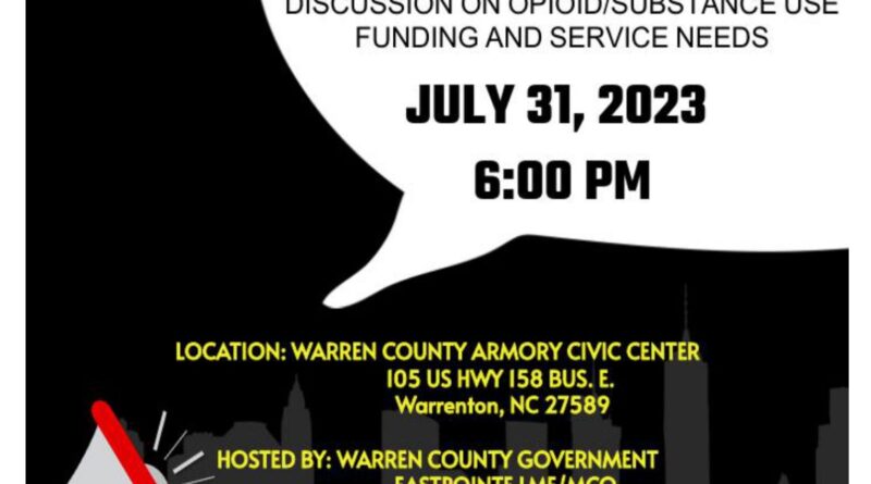 Warren County Community Meeting Opioid-Substance Use Services July 31 2023