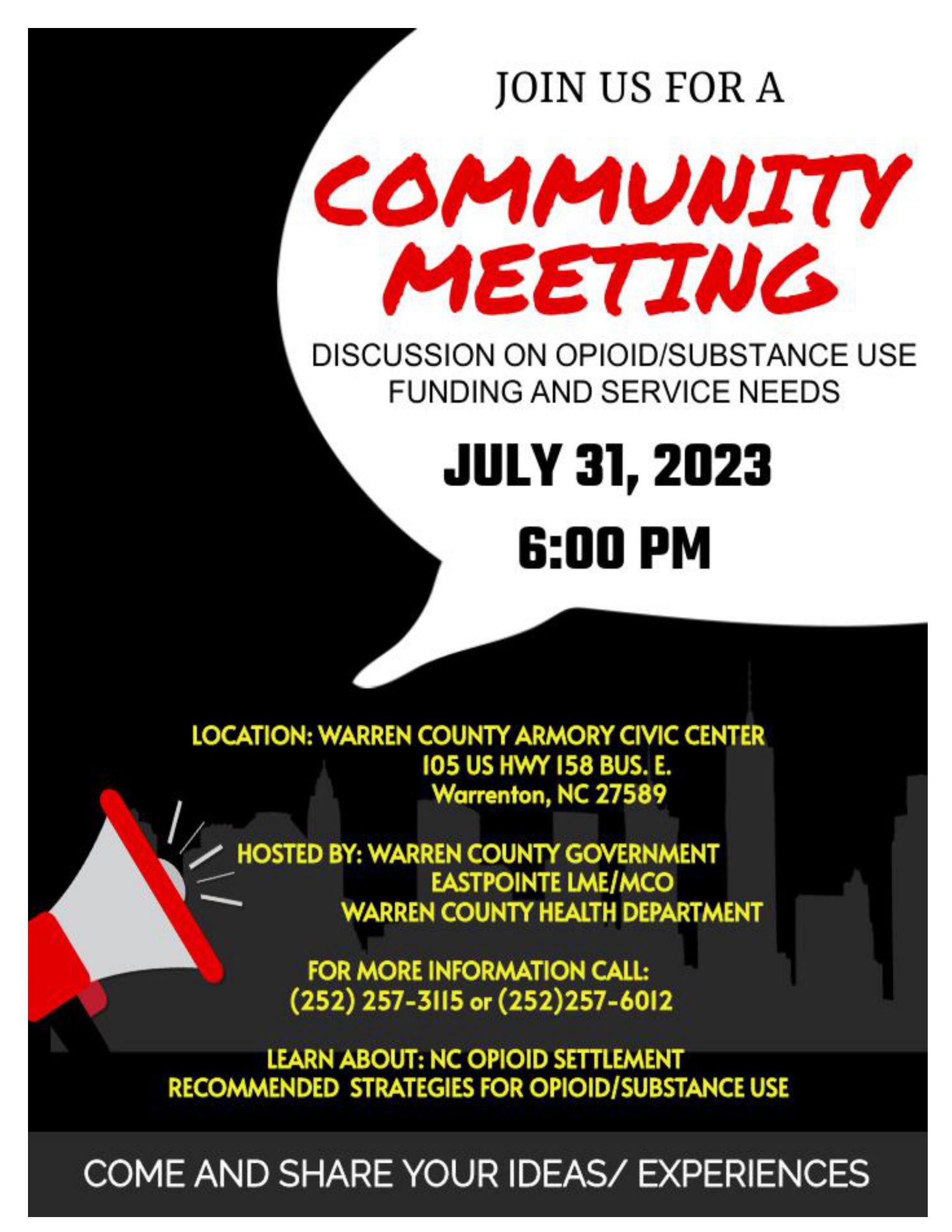 Warren County Community Meeting Opioid-Substance Use Services July 31 2023