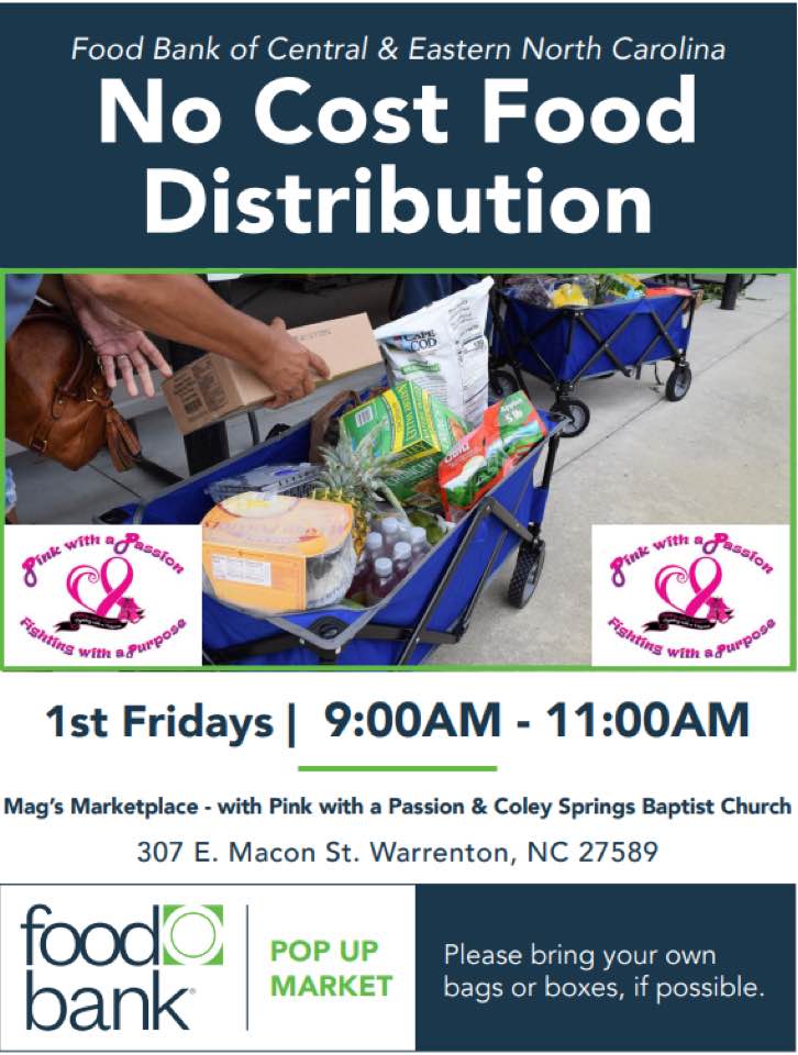 no cost food distribution pink with a passion warrenton nc 2023