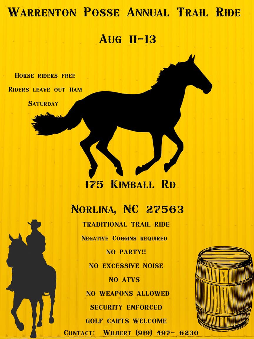 warrenton posse annual trail ride nc august 11 12 13 2023