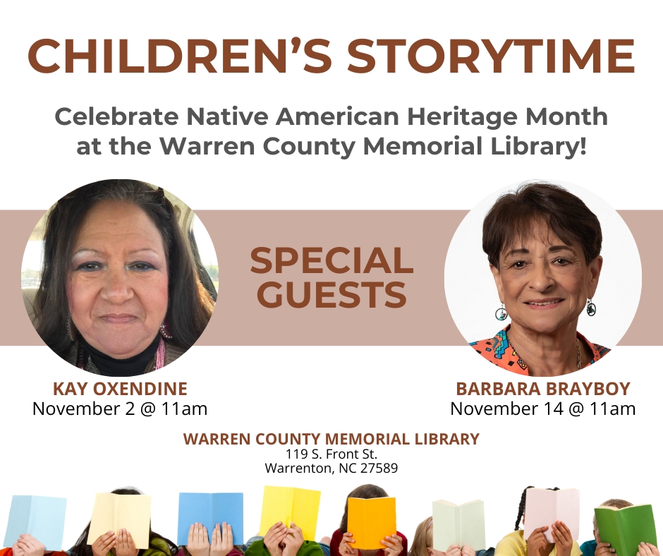 Childrens Storytime Kay Oxendine Barbara Brayboy Warren County Memorial Library Warrenton NC November 2023