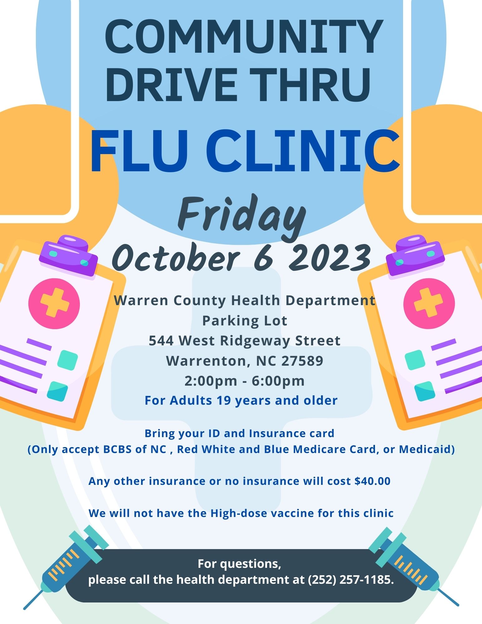 Community Drive Thru flu clinic warrenton nc october 6 2023