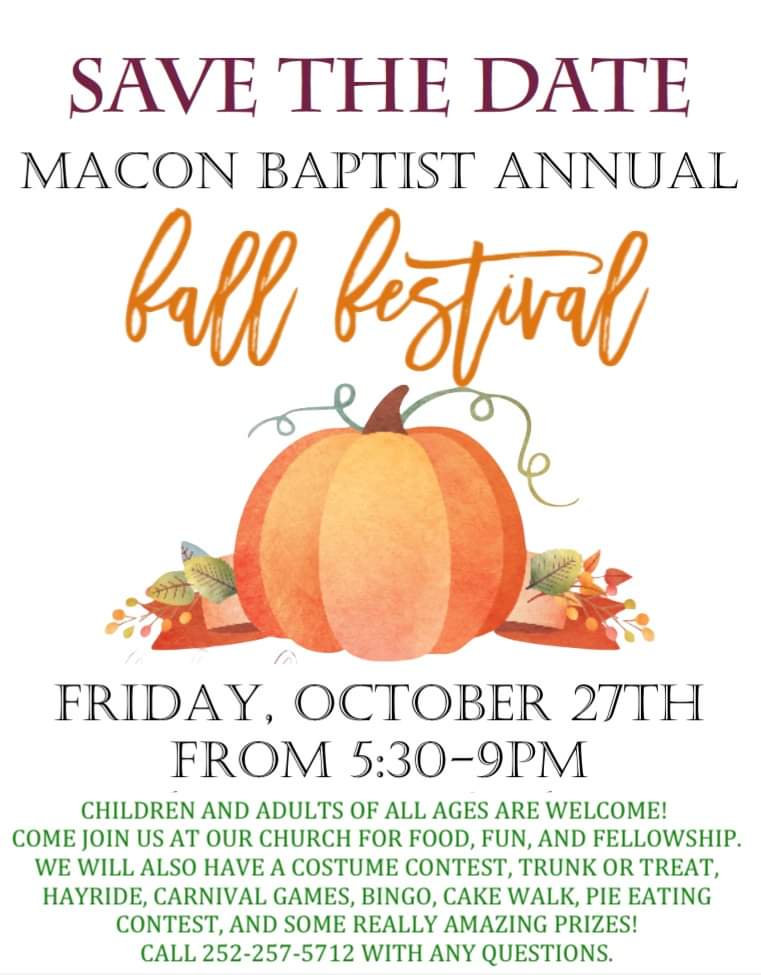 fall festival macon baptist church nc october 27 2023