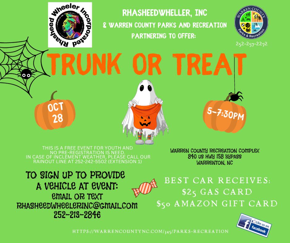 rhasheed wheeler inc trunk or treat warrenton nc october 28 2023