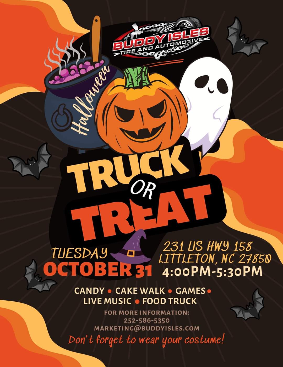 truck or treat halloween buddy isles tire littleton nc