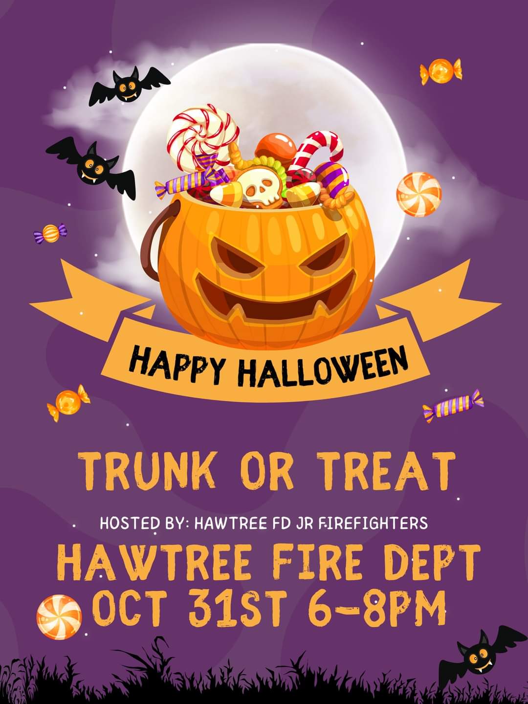 trunk or treat halloween hawtree fire department 2023