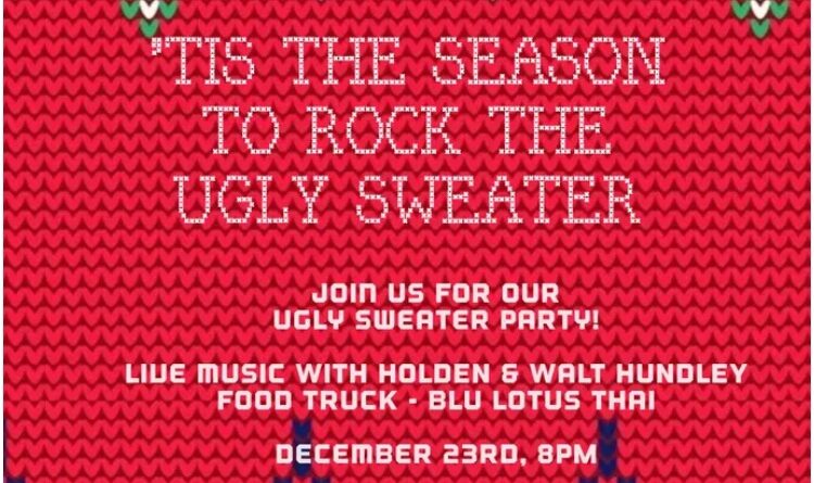 ugly sweater party holden walt hundley bragging rooster warrenton nc december 23 2023