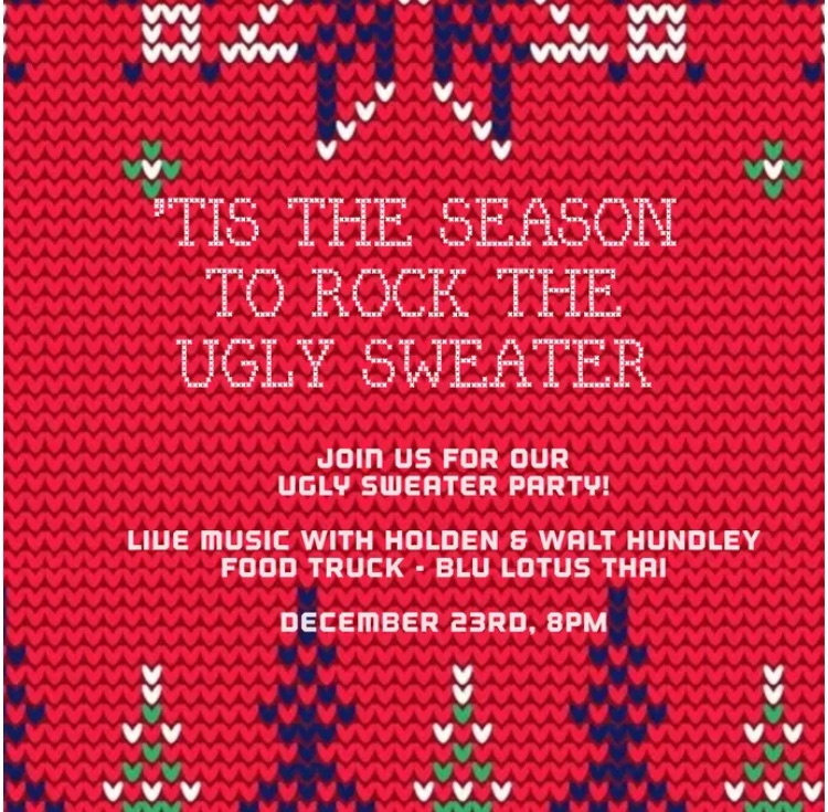 ugly sweater party holden walt hundley bragging rooster warrenton nc december 23 2023