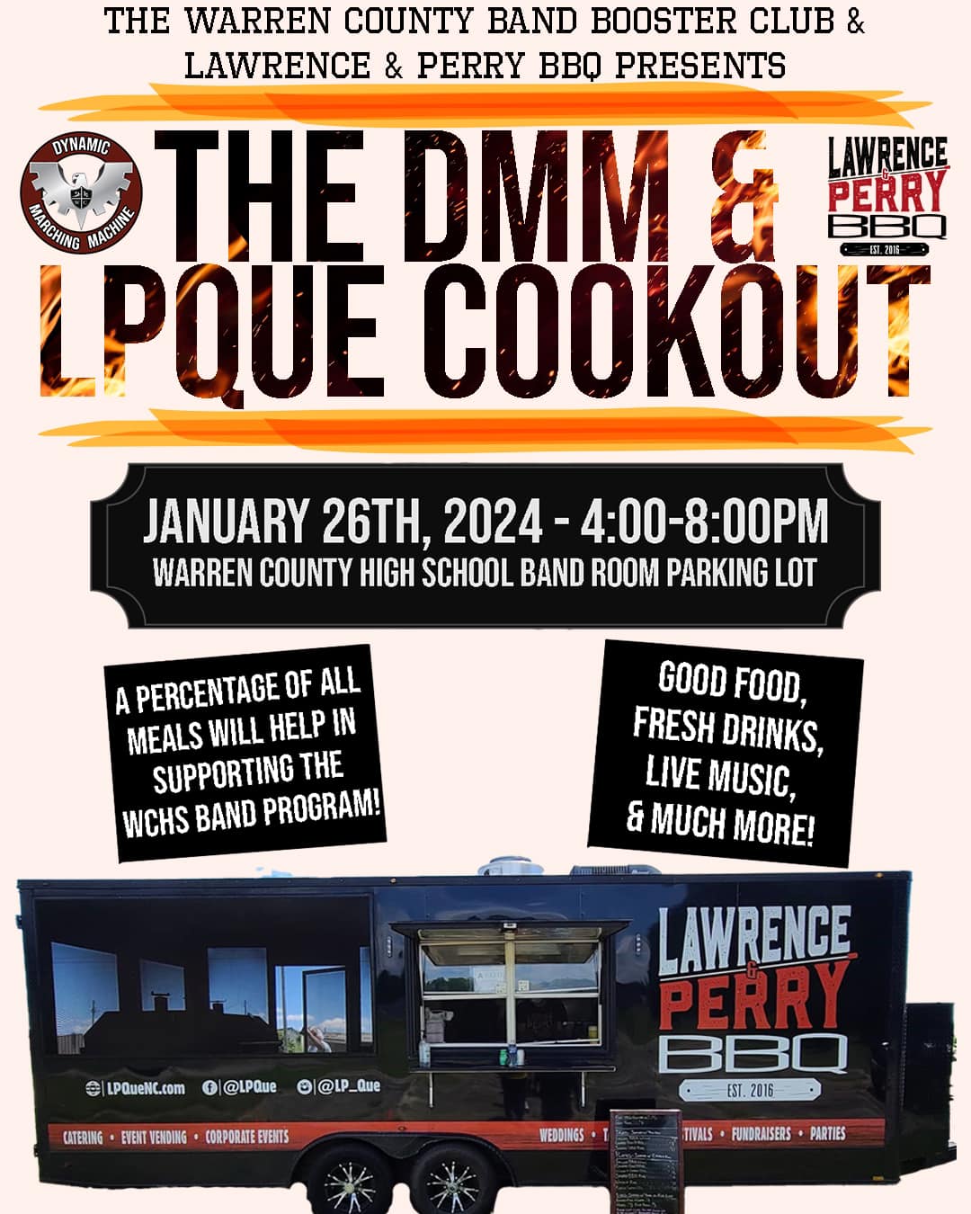 warren county band booster club lawrence and perry bbq fundraiser january 26 2024