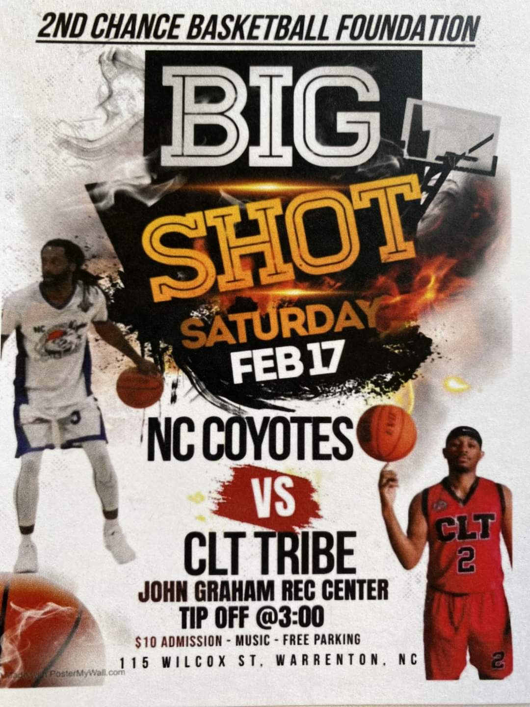 big shot nc coyotes clt tribe 2nd chance basketball foundation john graham gym warrenton nc february 17 2024