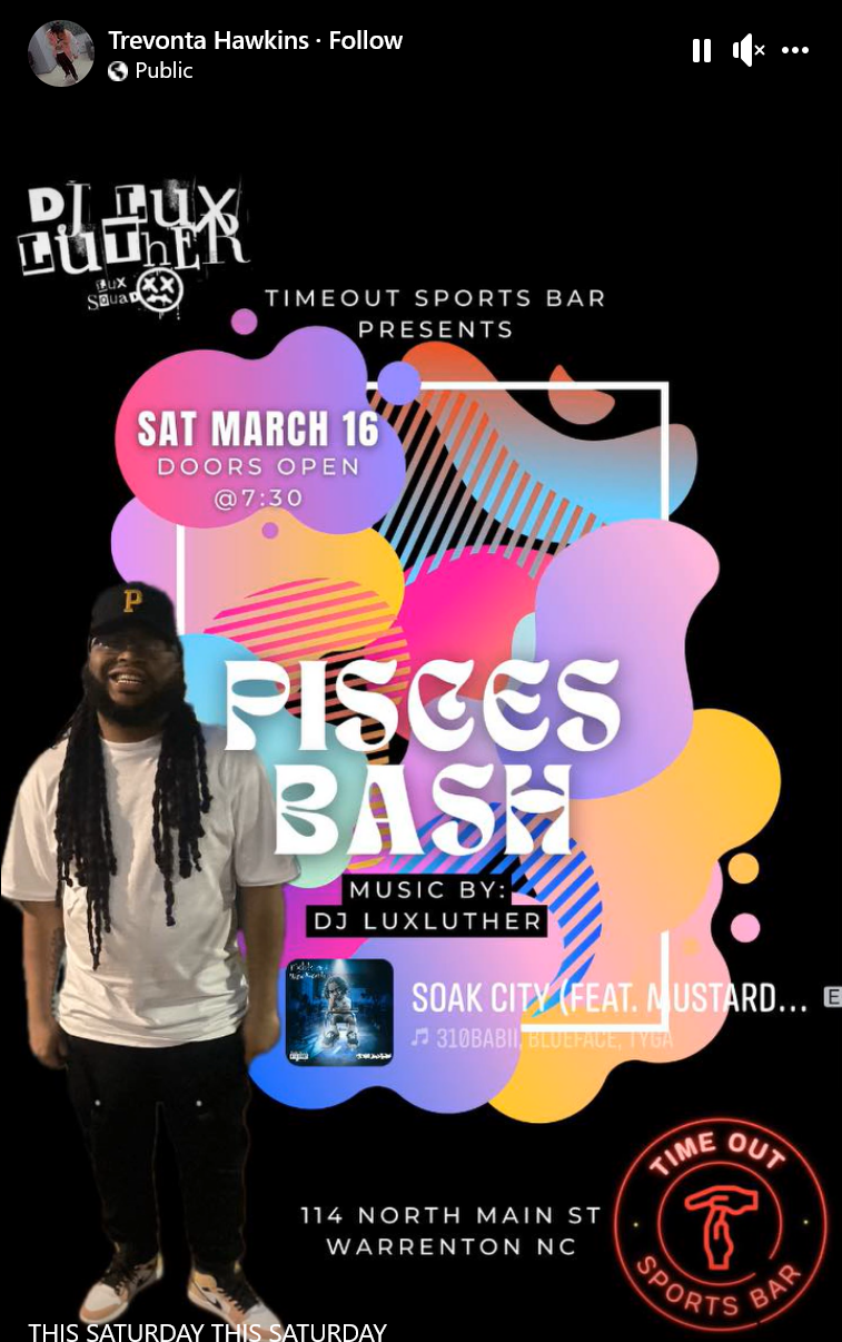 pisces time out sports bar warrenton nc
