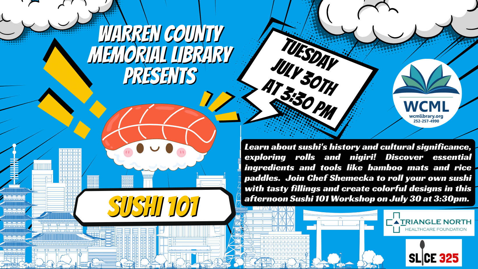 Sushi 101 Slice 325 Warren County Memorial Library Warrenton NC Summer Reading Program 2024