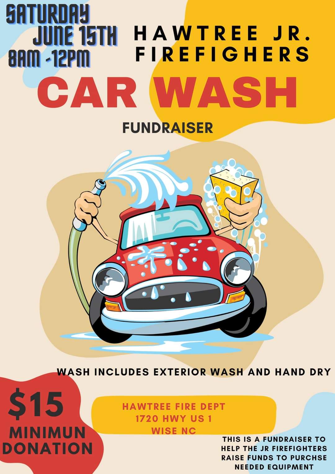 hawtree jr firefighters car wash fundraiser june 15 2024