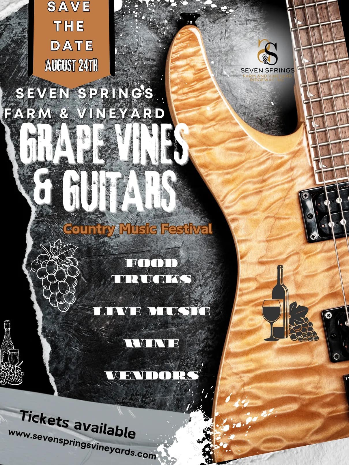 grape vines and guitars seven springs farm and vineyard norlina nc august 2024