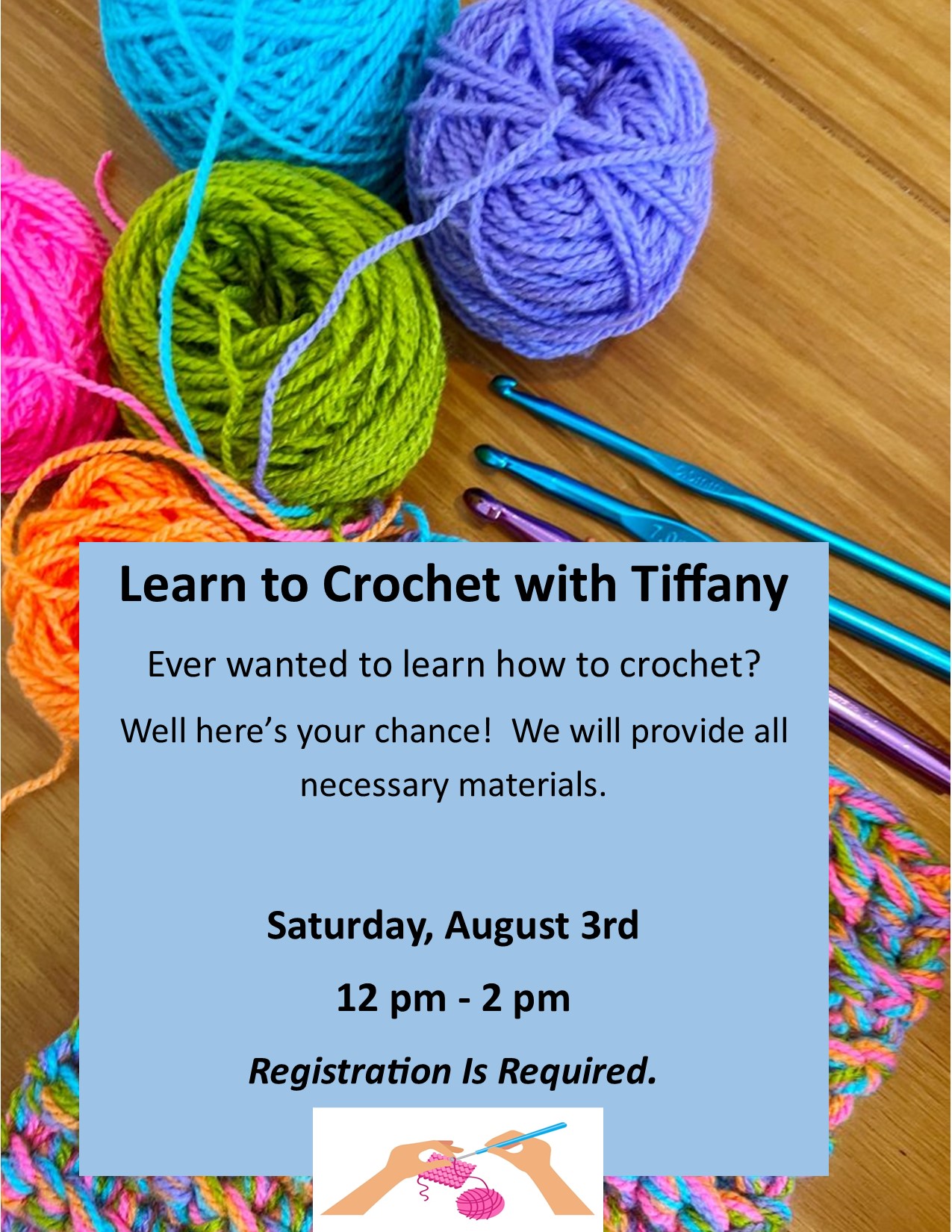 learn to crochet with tiffany warren county memorial library warrenton nc august 2024