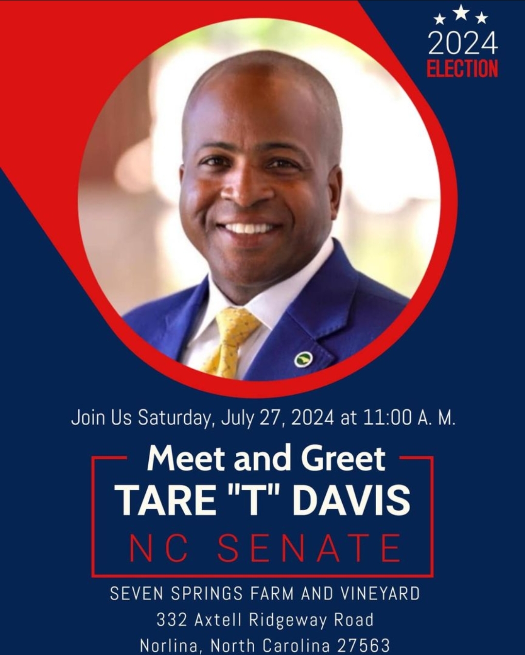 tare t davis meet and greet senate seven springs farm and vineyard july 2024