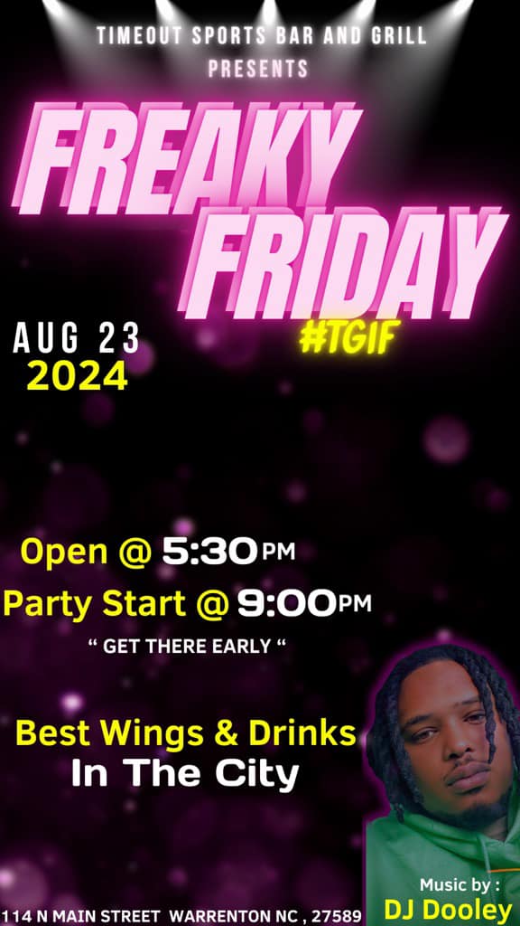 freaky friday time out sports bar warrenton nc august 23 2024