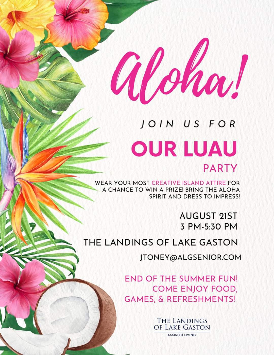 luau party landings of lake gaston littleton nc august 21 2024