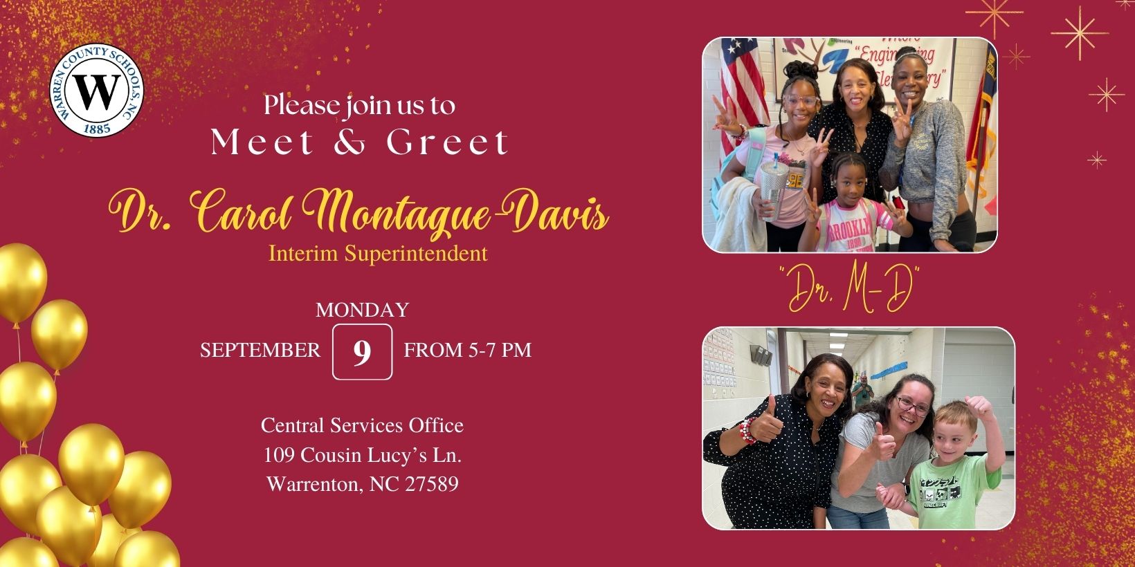 Carol Montague Davis Meet and Greet September 9 2024 Central Office Warrenton NC