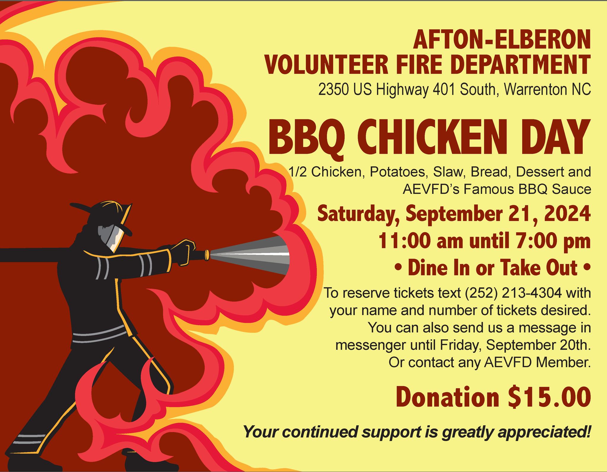 bbq chicken day afton elberon fire dept september 21 2024