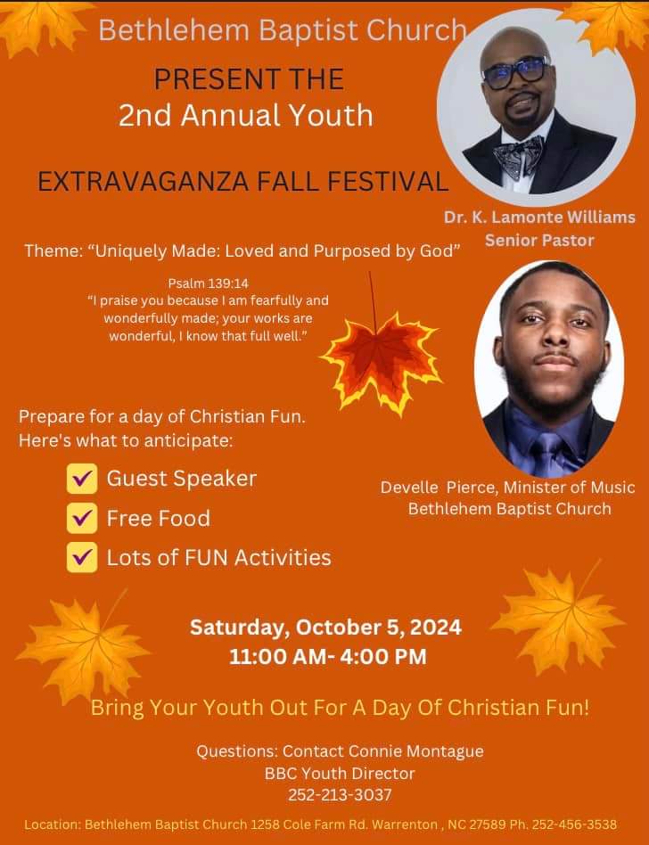 youth fall festival bethlehem baptist church warrenton nc oct 5 2024