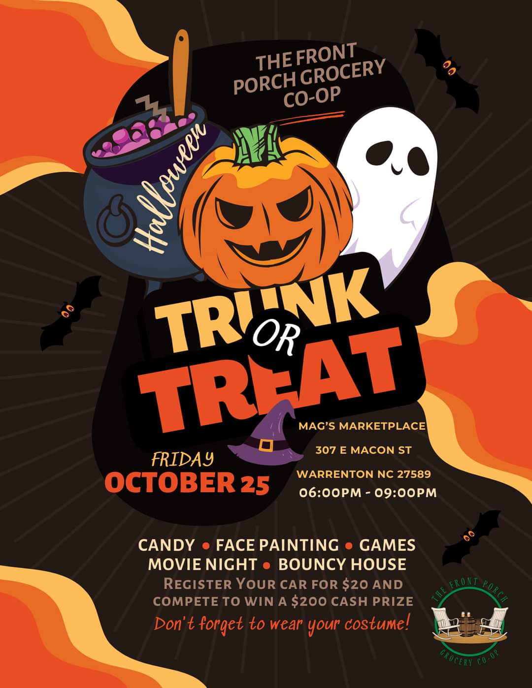 trunk or treat mags marketplace front porch grocery coop warrenton nc october 2024