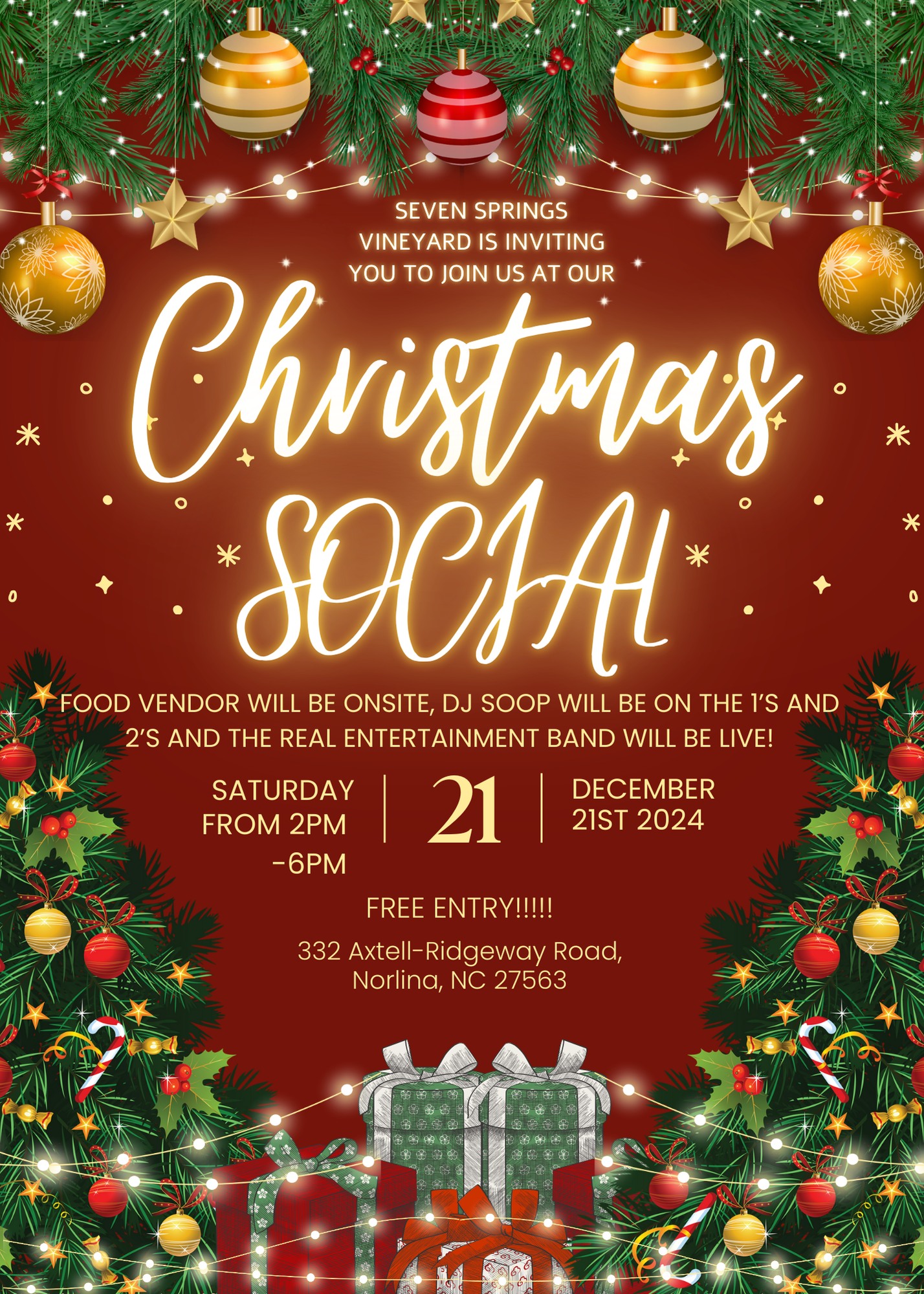 christmas social seven springs farm and vineyard norlina nc december 21 2024